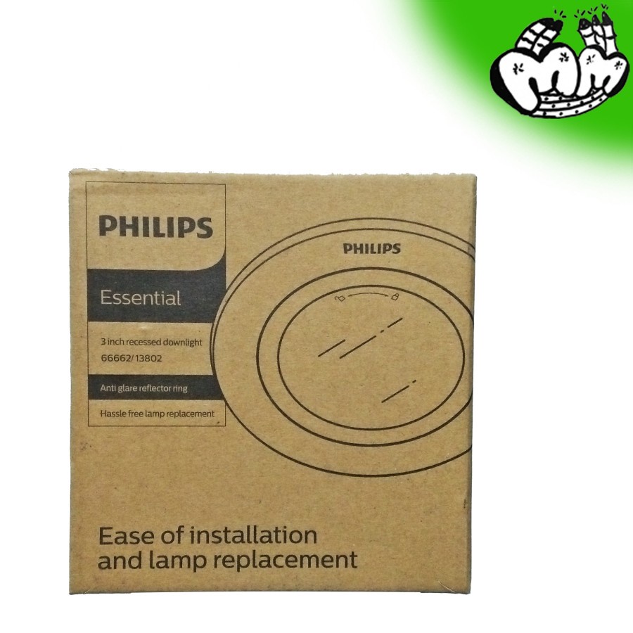Philips Recessed Downlight 3 Inch 66662 Putih - Fitting Lampu Plafon