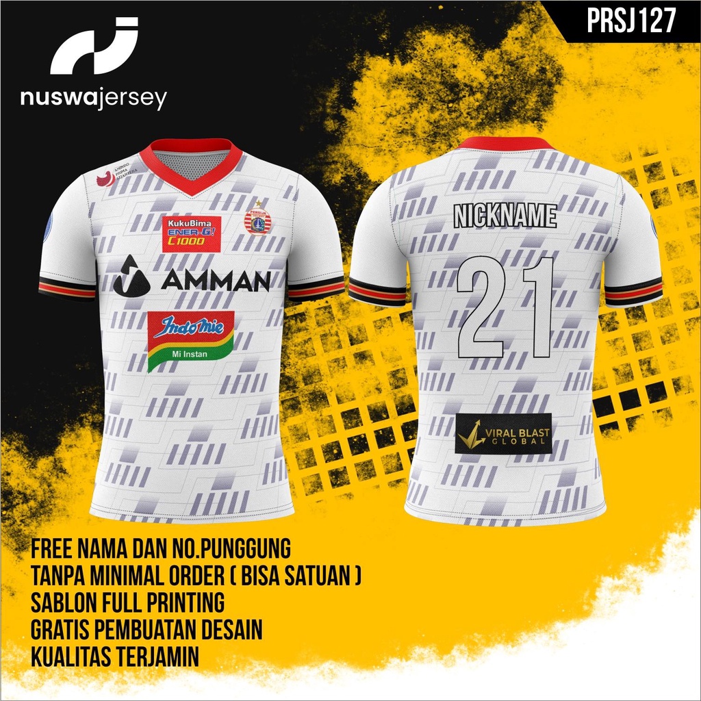 Jersey Persija Away 2021 / PRSJ127 | Full Printing | Free Request Nama , No Punggung , Dll