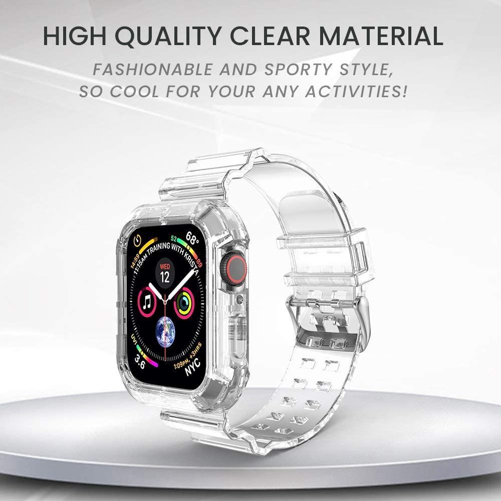APPLE WATCH 2 in 1 Strap iWatch  Glacier Transparent Strap Series 1 2 3 4 SE 5 6 7 Size 45 44 42mm 41 40 38mm Replacement Strap for T500 T55 Smartwatch