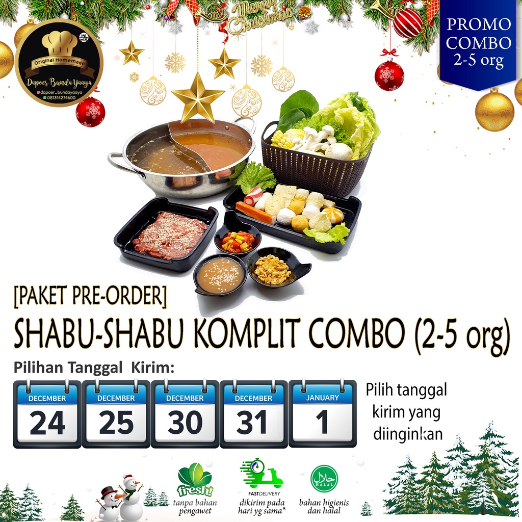 

[PRE ORDER] Paket Shabu-Shabu Komplit Combo 2-5 org (Halal/Frozen)