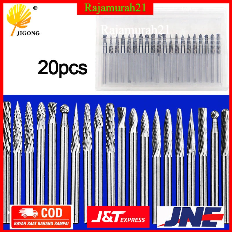 JIGONG Mata Bor  Tungsten Carbide Drill Bit 3mm 20 PCS - Silver - 7ROT92SV