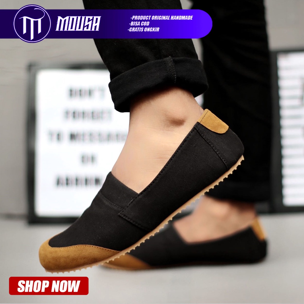 Sepatu Slip On Pria Casual Original Santai Gaya Keren Kekinian Original Murah Terlaris Mousa Manji