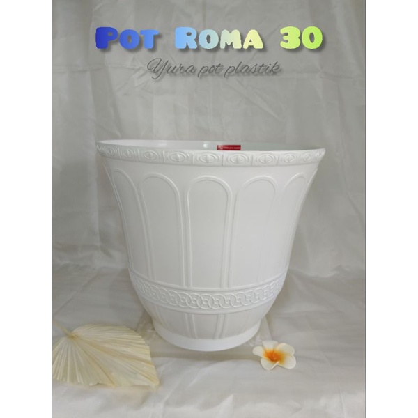 Pot plastik merk ROMA 30 - Pot bunga/tanaman hias diameter 30cm warna putih bahan tebal
