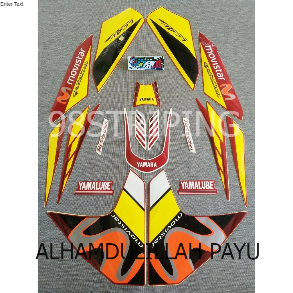STIKER STRIPING LIS STANDAR ORI YAMAHA VIXION MOVISTAR KUNING MERAH  2015 POLET