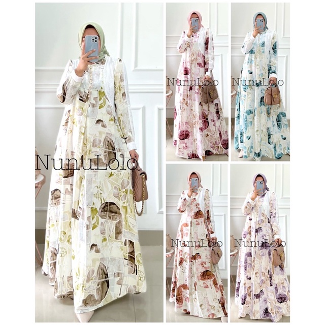 CARISSA DRESS Original nunulolo gamis dress amena print