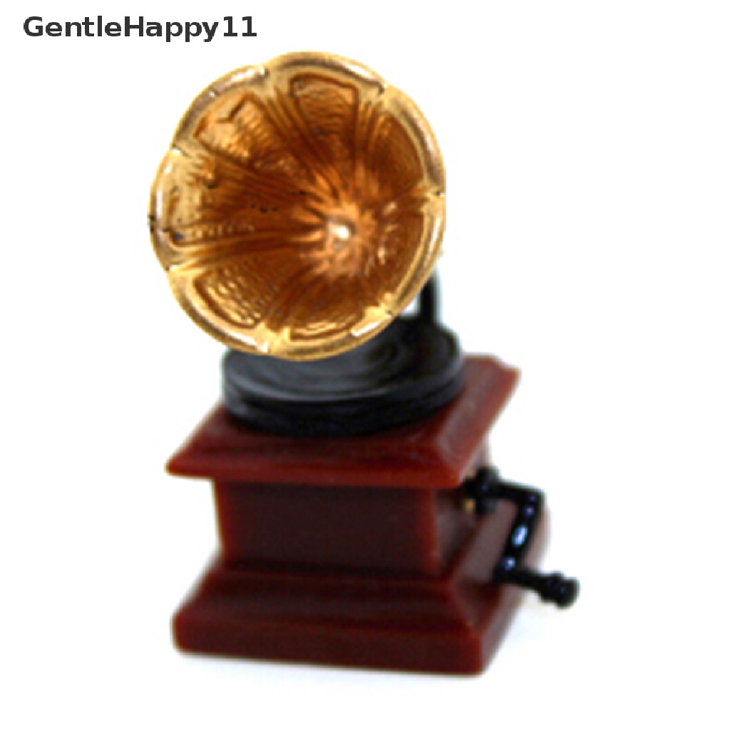 Gentlehappy1:12 Miniatur retro phonograph Rumah Boneka diy Aksesoris Dekorasi Rumah Boneka  Id
