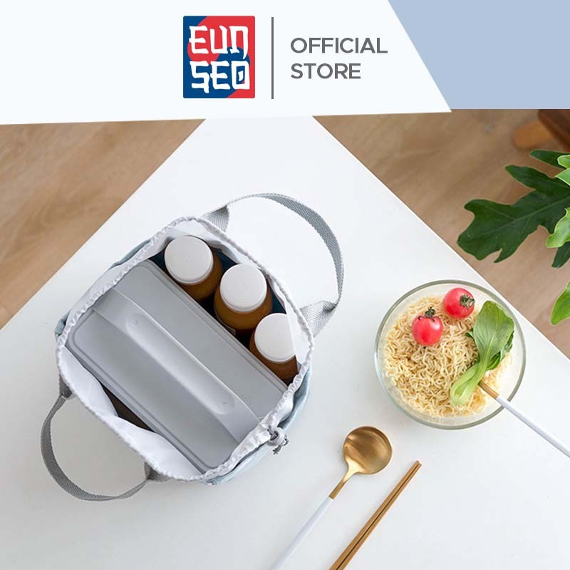 EUNSEO Tas Bekal Warna Pastel Motif Pattern Lunch Cooler Bag Tas Makanan Aluminium Import