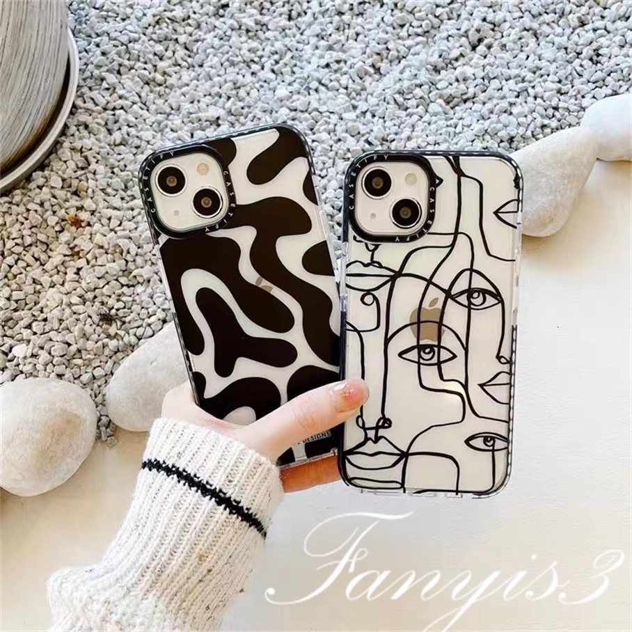 Compatible For iPhone 14 13 12 11 Pro Max X XR Xs Max 8 7 6 6s Plus SE 2020 Kompatibel Untuk Kartun Abstrak Geometri Ponsel Case Bening TPU Lembut Cover Pelindung