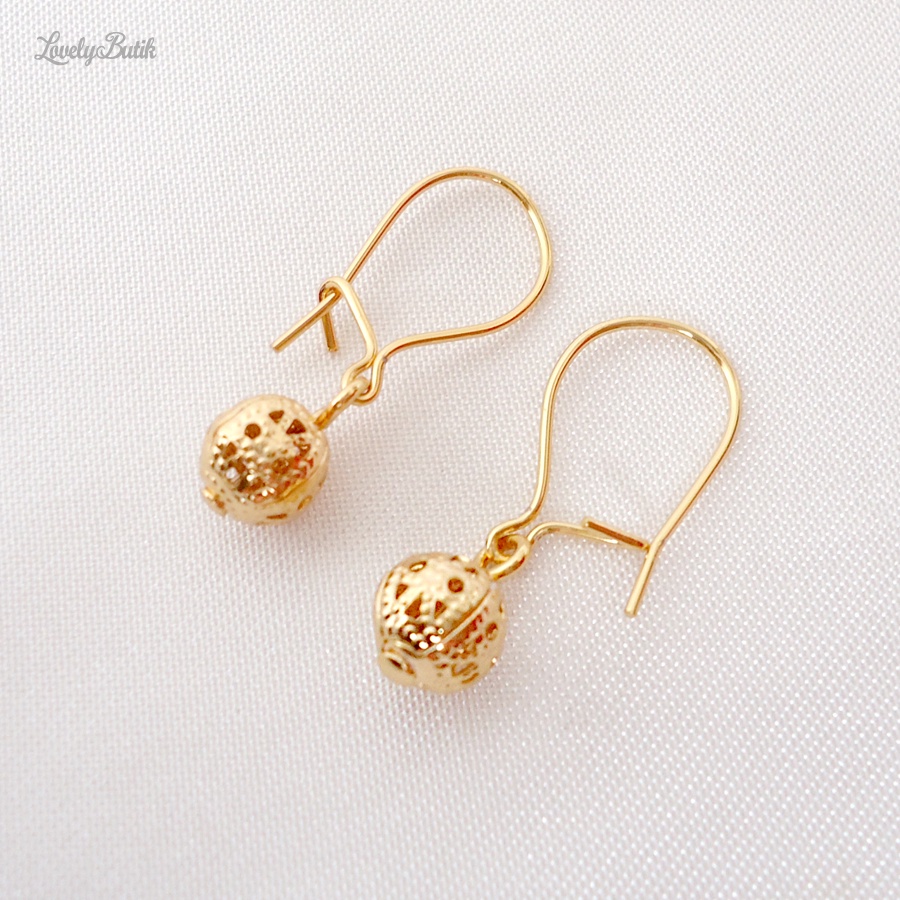 Anting Drop Xuping Lapis Emas 24K Wanita Dewasa Korea Model Terbaru Bola Motif Marth4 - Lovelybutik