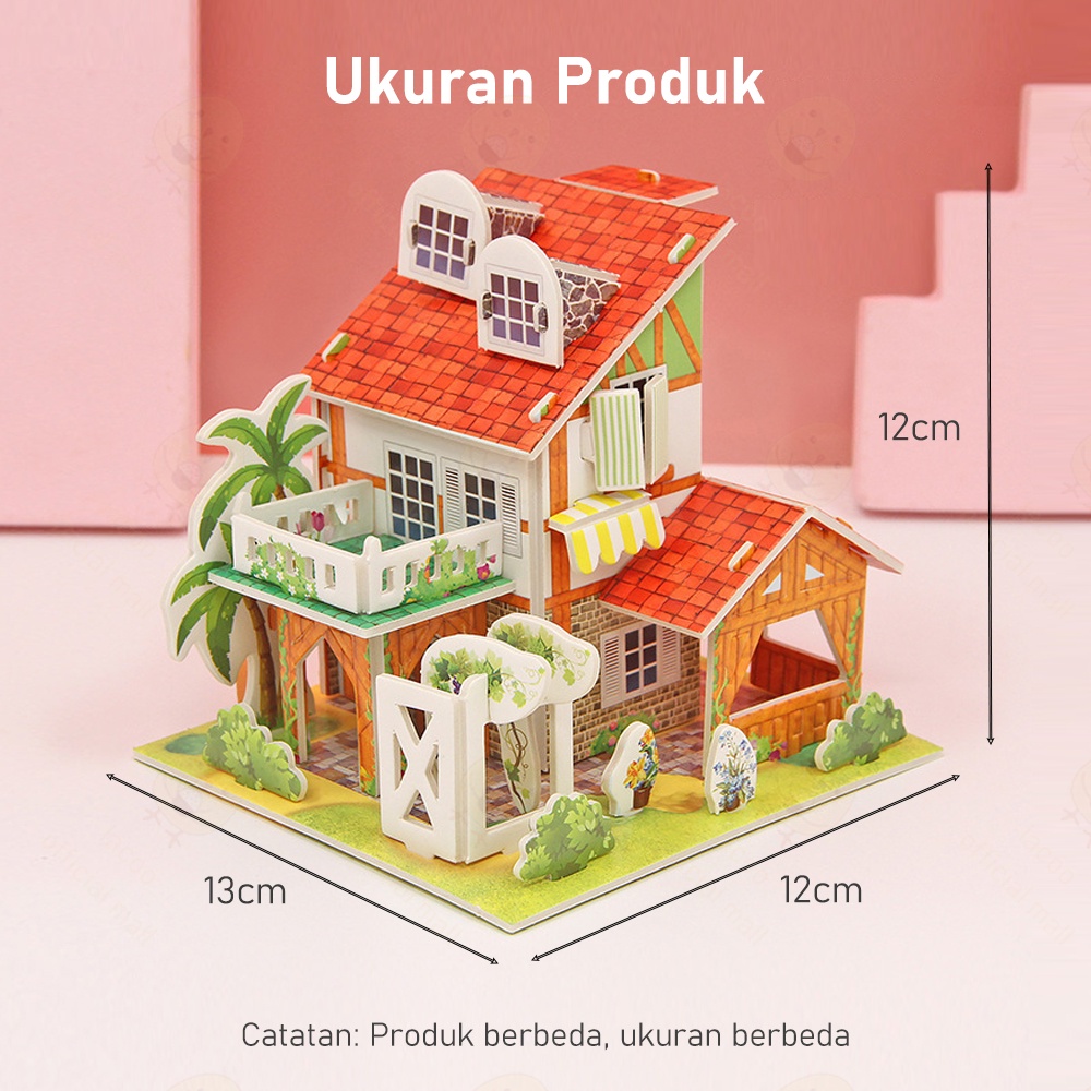 Poney 3D puzzle diy Mainan edukasi puzzle 3d anak Miniatur diy rumah bahan foam