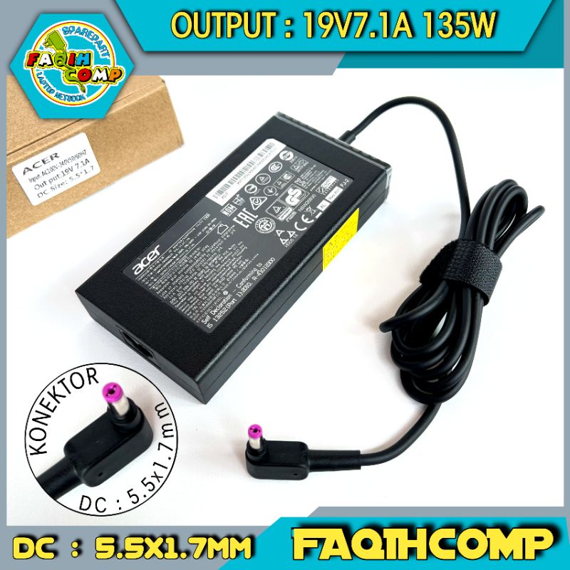 Adaptor Charger Laptop Acer Nitro 5 AN515-41 AN515-51 135watt Original 19V 7.1A DC (5.5x1.7mm)