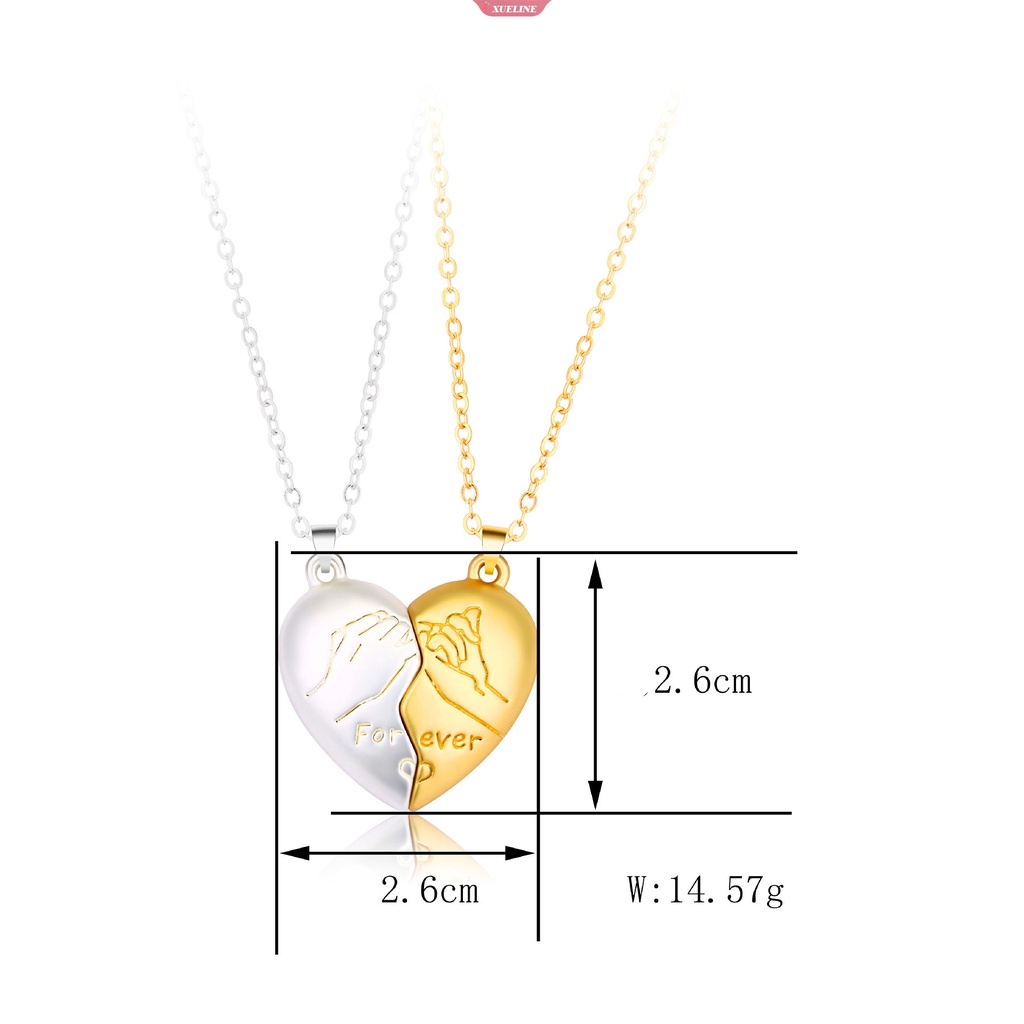 2pcs/set Cinta Magnetik Menarik Pasangan Kalung Persahabatan Hati Liontin Segi Pesona Kalung Hari Valentine Hadiah Perhiasan [ZXL]