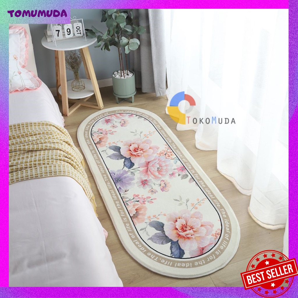 TOKOMUDA Karpet Carpet Bulu Keset Cashmere Aesthetic Anti slip 120x50cm Motif Unik Keset Kamar Ruang