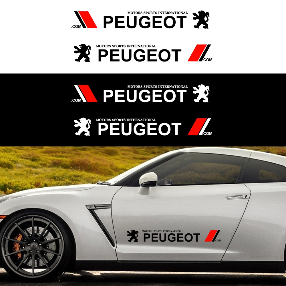 PEUGEOT 2pcs Stiker Sisi Pintu Mobil Stiker Body Decals Logo Mobil Decal Styling Untuk Peugeot308 206 208 3008 508 408 207 406 405 407 2008 5008 306 307 RCZ Aksesoris