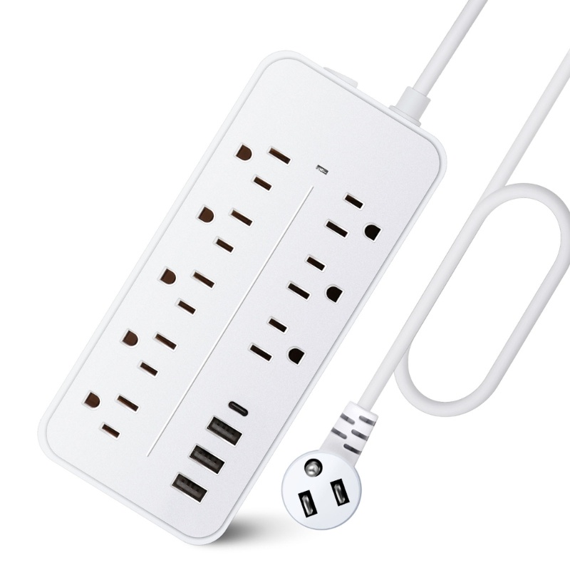 Zzz Power Strip Wall Outlet Surge Protector Stop Kontak 8xAC 3x Port USB &amp; Port Tipe-C