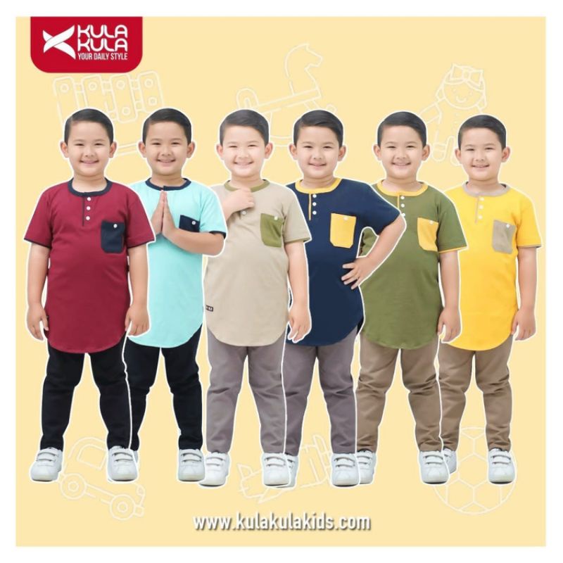 Setelan Kaos Kurta Casual Anak Laki-Laki Terbaru Usia 3-12 tahun - Set Kurta Amir