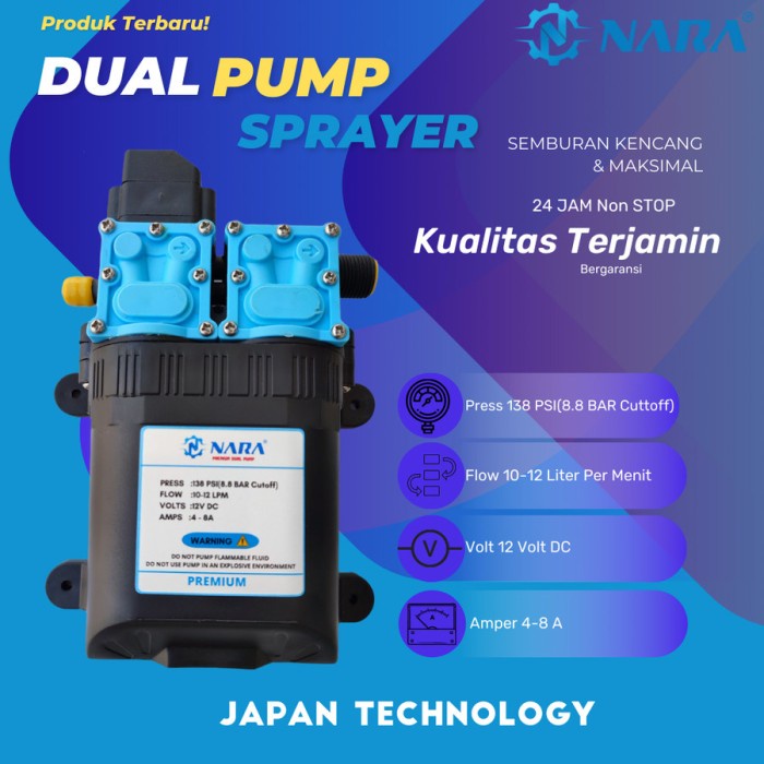 NARA Doublepump Dual Pump Dinamo Sprayer 12V DC Tekanan Tinggi 138psi
