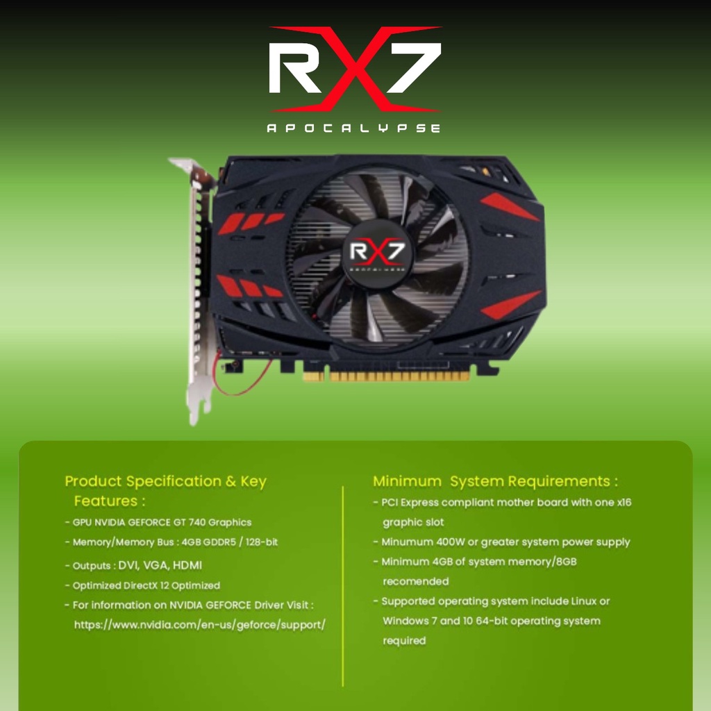 VGA RX7 GT740 4GB GDDR5 128 BIT REAL CAPACITY RESMI GARANSI 1 TAHUN