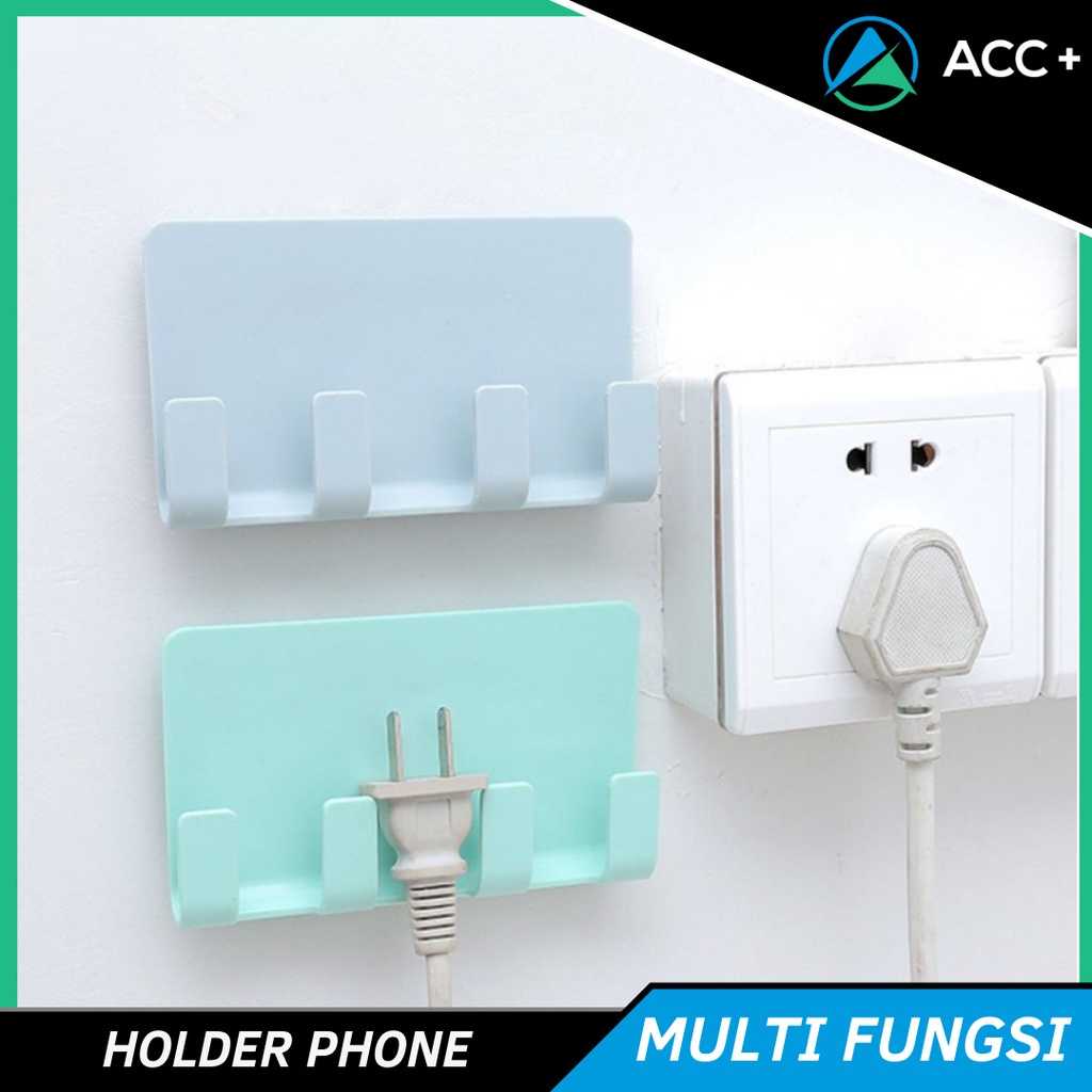 Holder Handphone Gantungan Tempel Hp Smartphone holder Dinding Hanger Bracket 4 Hook Universal
