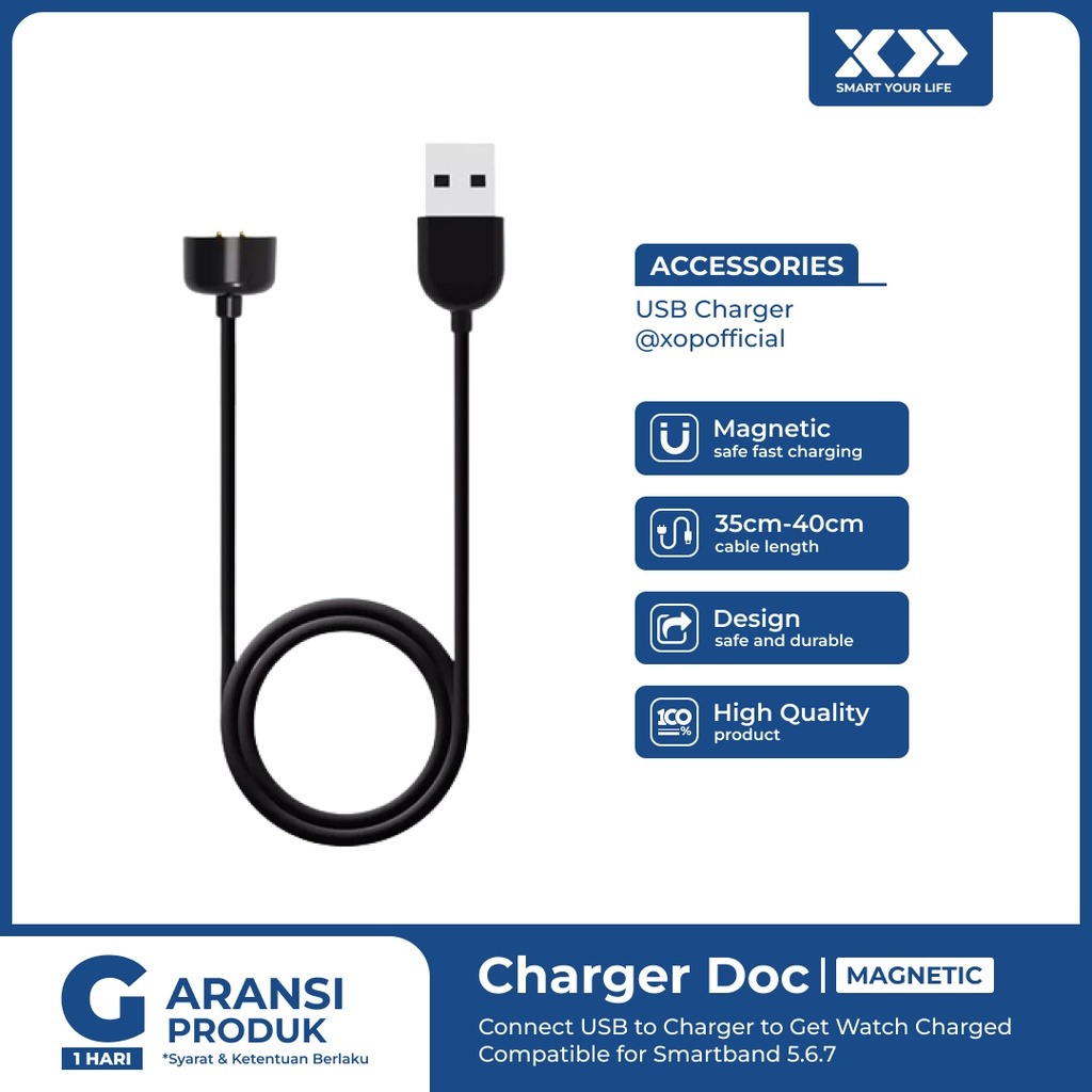 USB Charger Doc Magnetic for Mi Band 5/6/7 Smartband