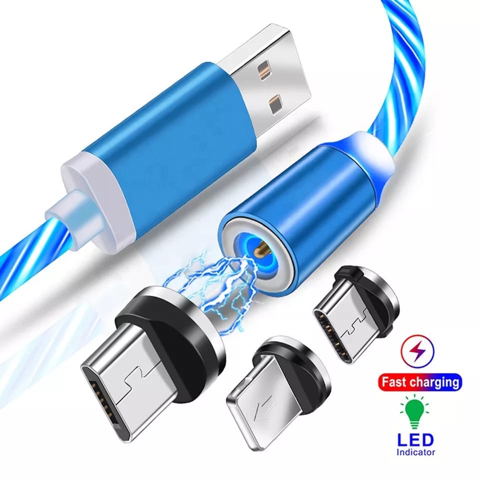 KABEL MAGNETIC LED CHARGER CABLE USB 3 IN 1/  FAST CHARGER FOR MICRO - TYPE C - IPHONE