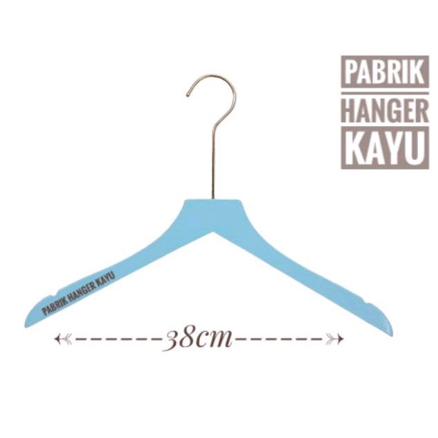 GANTUNGAN BAJU KAYU BIRU 38CM HOOK GOLD