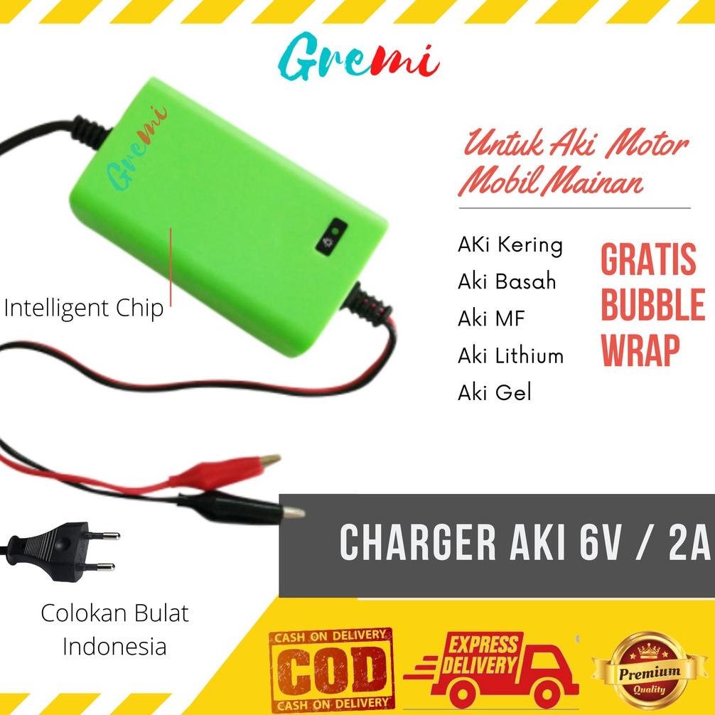 Carger Aki Motor MAINAN Mobil MAINAN 6V 2A Charger Aki Casan Aki 6 Volt AKI MAINAN