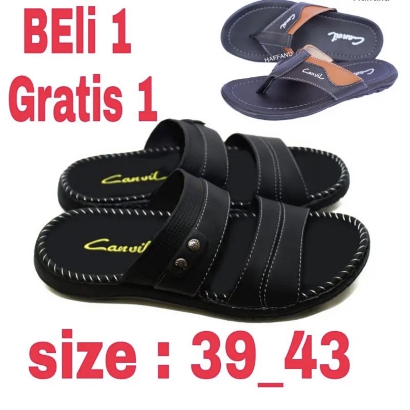 SANDAL KULIT PRIA BELI 1 GRATIS 1 / Sandal Pria / Sendal Casual Pria CARVIL Original 100% Import Terbaru