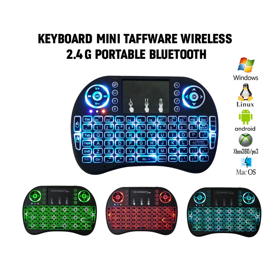 Keyboard Air Mouse i8 Mini Keypad Wireless Touchpad LED Backlight TAFFWARE Bisa Berganti Warna