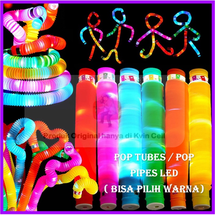 Mainan Anak Viral Pop Pipes Lampu Light Led Pop Tubes Pop Tube Led Grosir Karakter 1 Box Pastel Kota