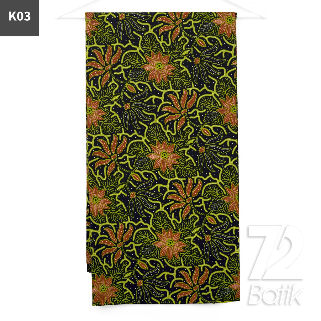 KAIN BATIK PREMIUM Bahan Katun Motif Kembang Neo Warna Hijau Hitam 723066 Cap 72IL Jarik Jarit Samping Kebat Panjang Batik Katun Modern Premium Bahan Seragam Batik Pernikahan Kantor Keluarga Murah Kamen Jadi Batik Bali Lembaran