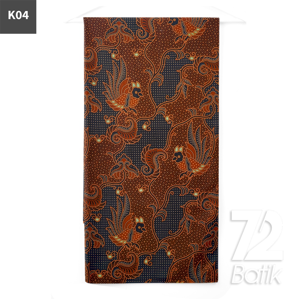 KAIN BATIK KATUN Premium Motif Burung Murai Warna Orange Coklat 723048 Cap 72IL Jarik Jarit Samping Kebat Panjang Batik Katun Modern Premium Bahan Seragam Batik Pernikahan Kantor Keluarga Murah Kamen Jadi Batik Bali Lembaran