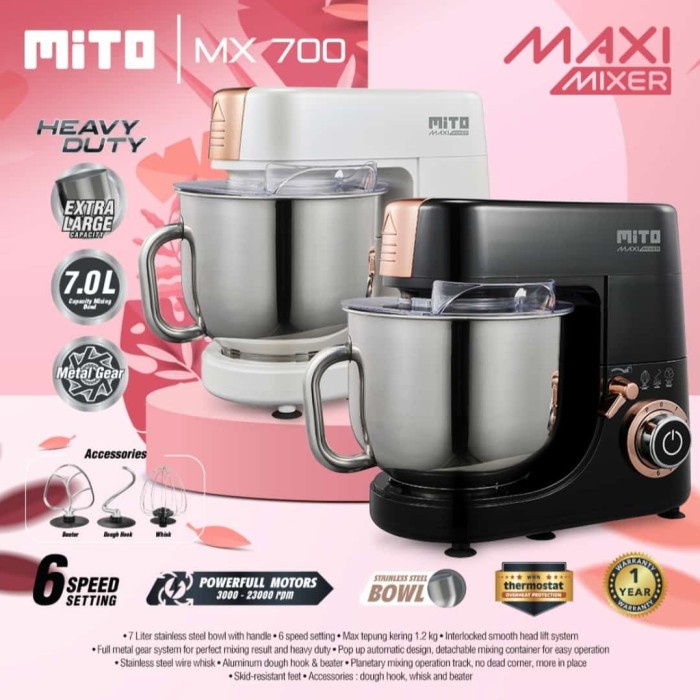 {OkaStore} New Mito Mixer MX 700 Original Garansi Resmi - Hitam 7 Liter Diskon