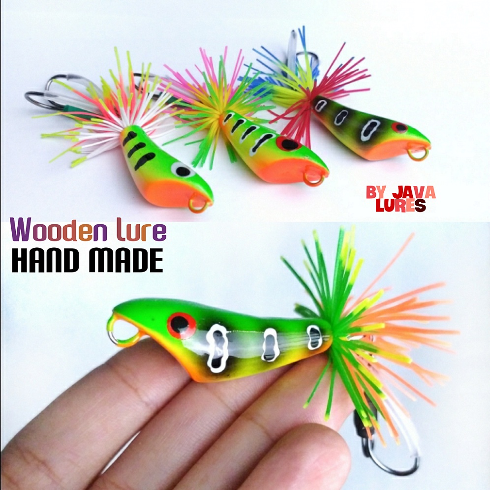 Umpan Casting Gabus Jump Frog Jaws Geol 4cm Handmade bahan Kayu Lure Toman