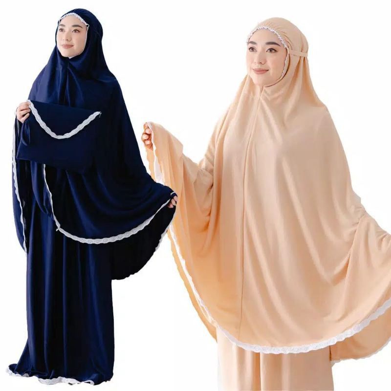 AMS hijab mukena over size renda polos /mukena renda /mukena simpel renda/ mukena katun