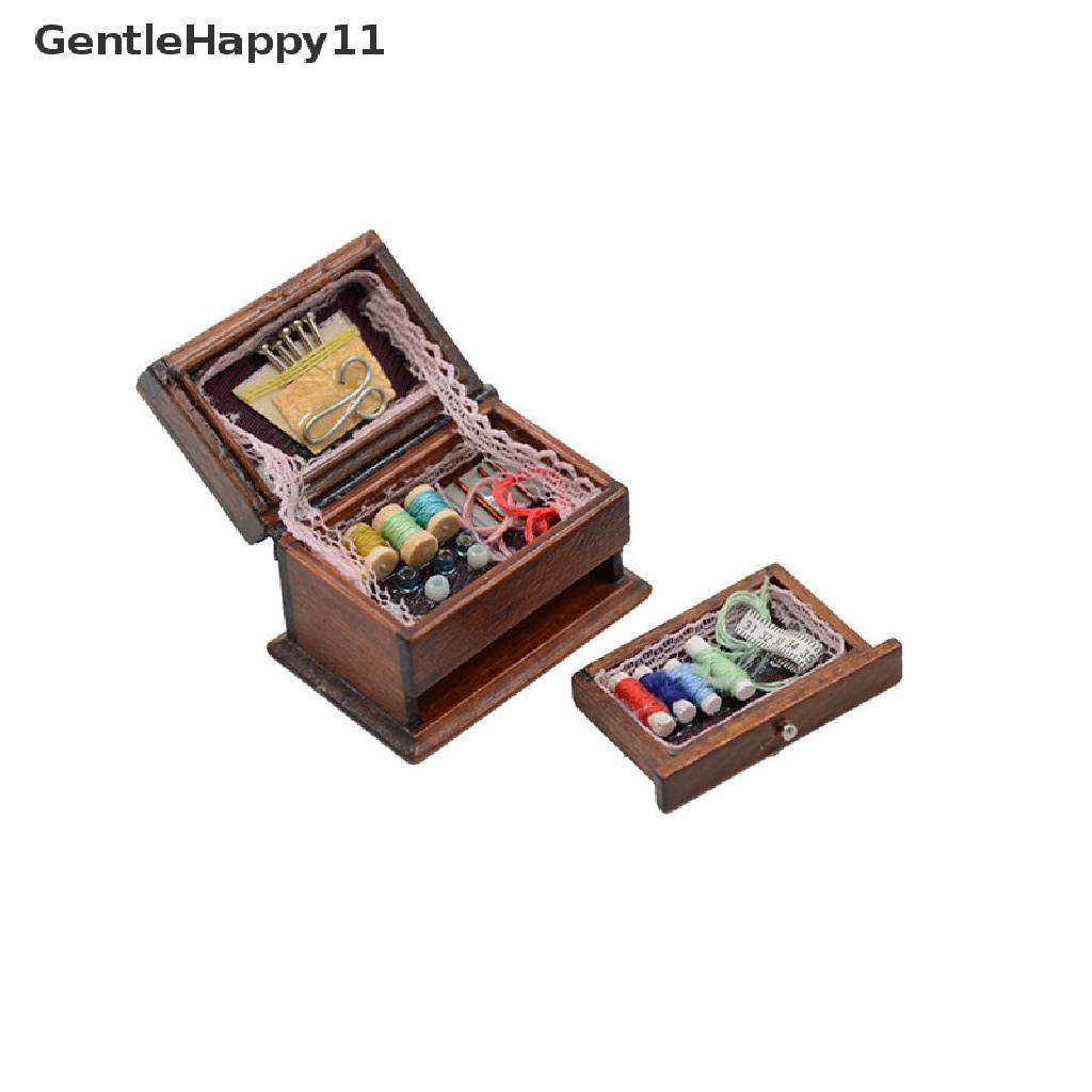 GentleHappy Vintage Sewing Kit Box 1:12 Dollhouse Miniature Mini Decor id