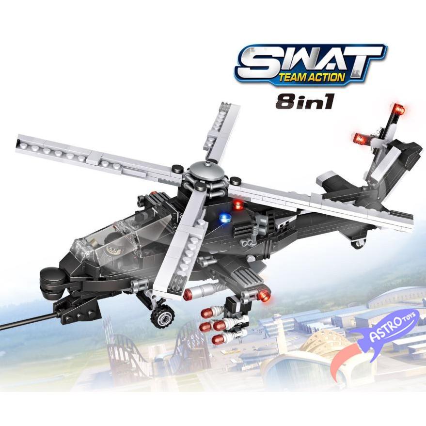 K(4E♥) Mainan Lego SWAT City Police Kendaraan Perang Tempur Helikopter Tank 3 In 1 viral