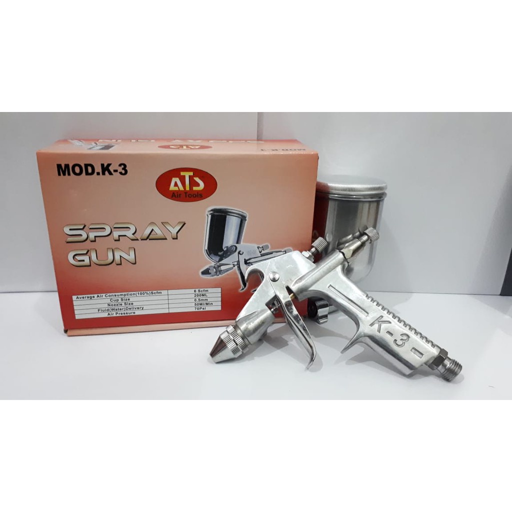 SPRAYGUN K3 ATS / K3A MOLLAR AIR SPRAY GUN GRAVITY TABUNG ATAS KECIL SPET DUCO SEPET DICO MOTOR SEMP