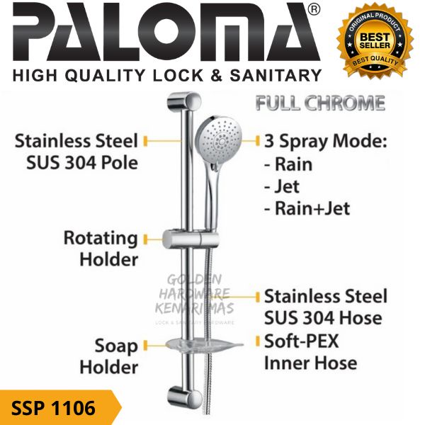 PALOMA SSP 1106 SHOWER SET SHOWER HOLDER TIANG KAMAR MANDI CHROME