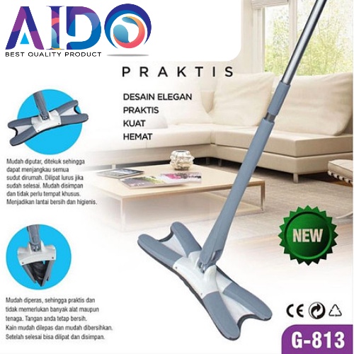 Top Living X-Shape Alat Pel Lantai Otomatis Ultra Mop Flat Mop / Alat Pel Lantai Flexible Peras Otomatis 813