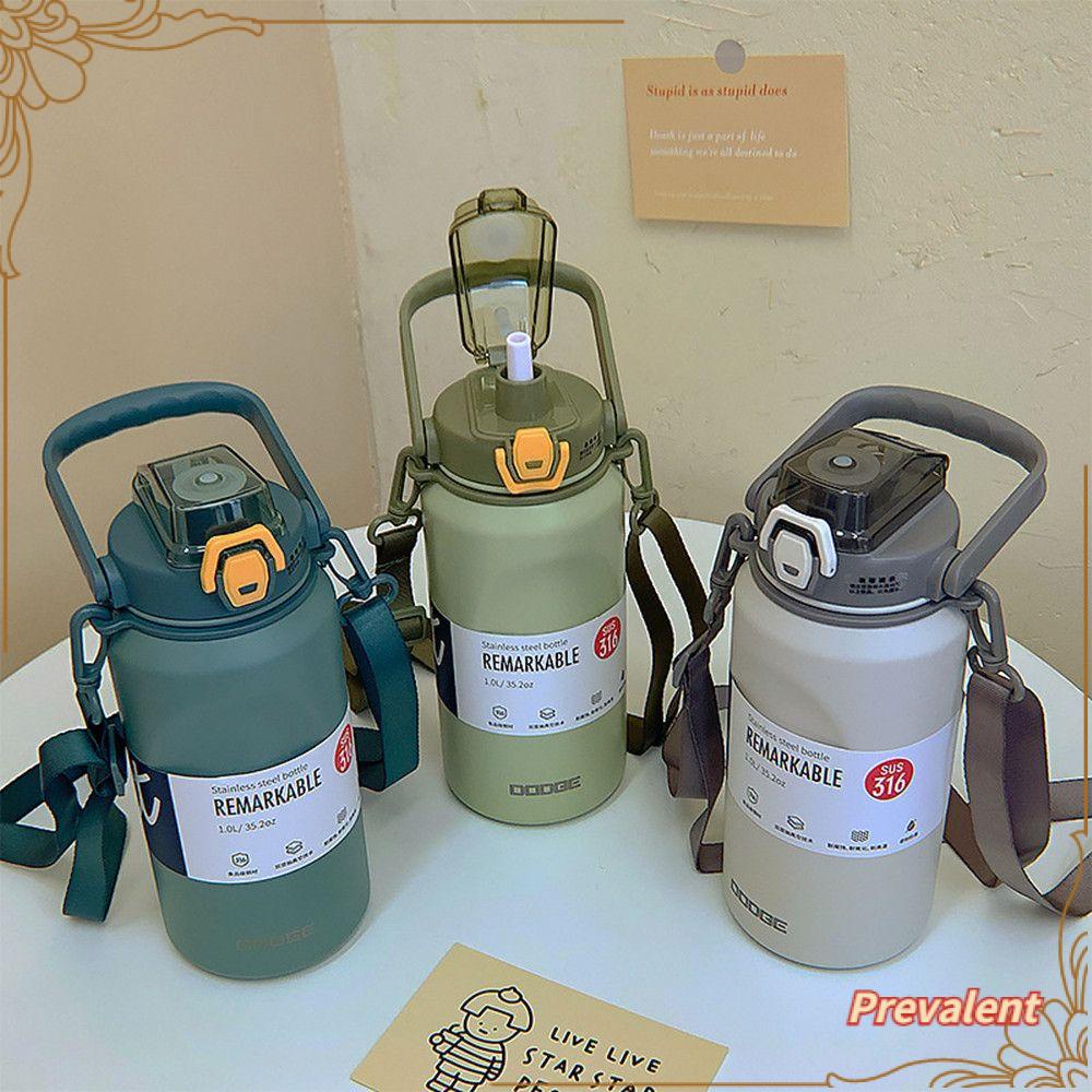 Preva 1000ml Thermal Mug Portable Stainless Steel Olahraga Kebugaran Cangkir Sedotan