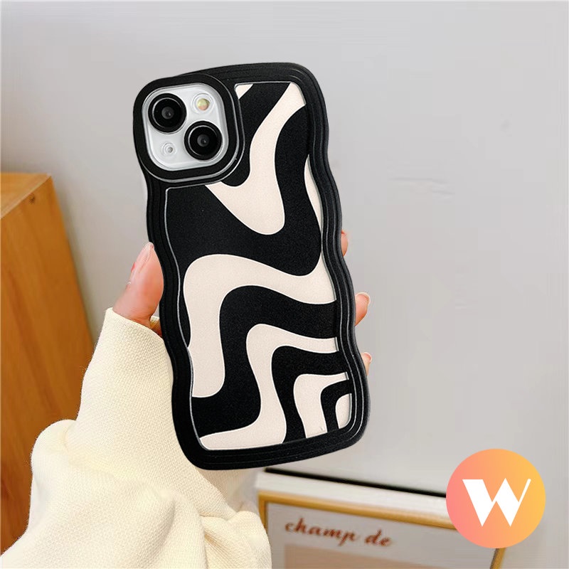 Wavy Edge Soft Case Redmi A1 10C 10A 9 9T 10 9A 9C Mi 11T Pro PO CO X3 NFC Pro M3 Redmi Note 11s 10s 11Pro 10 9 8 10Pro Plus Fashion Art Motif Zebra Garis Tidak Teratur Penutup Belakang