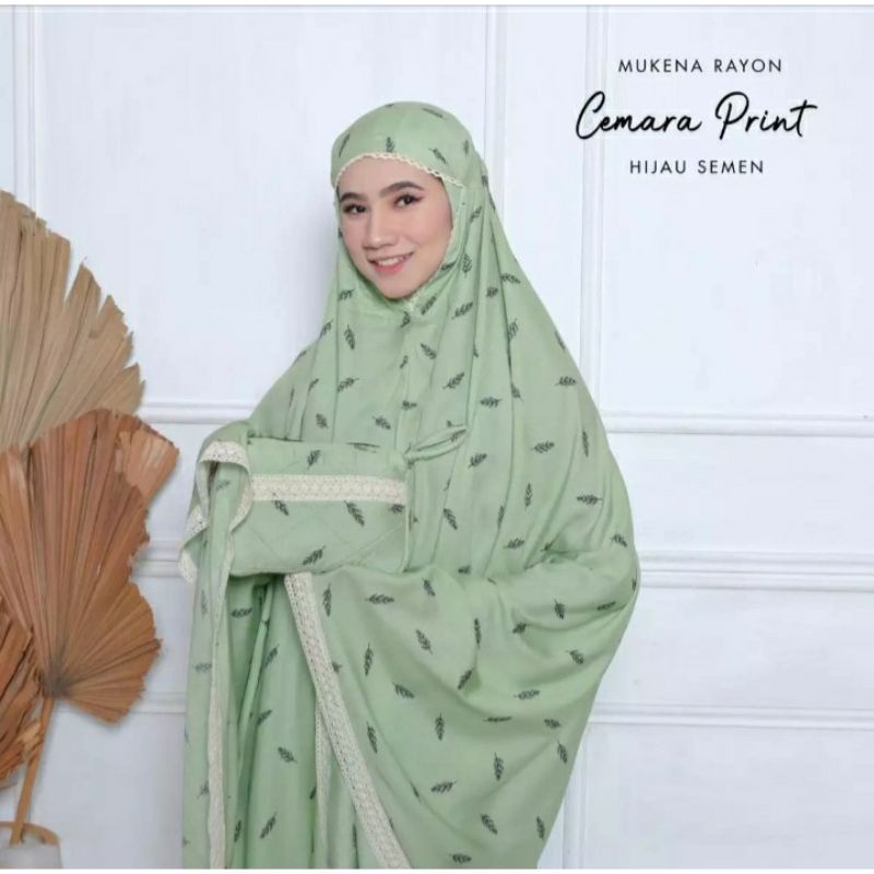 Mukena Cemara print | Mukena Rayon | Mukena Traveling | Free Bag