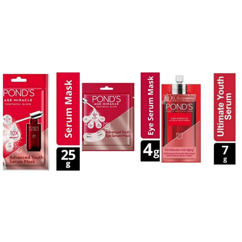Ponds Age Miracle Serum Sheet Mask Anti Aging [25 gr] Age Miracle Eye Serum Mask 4Gr