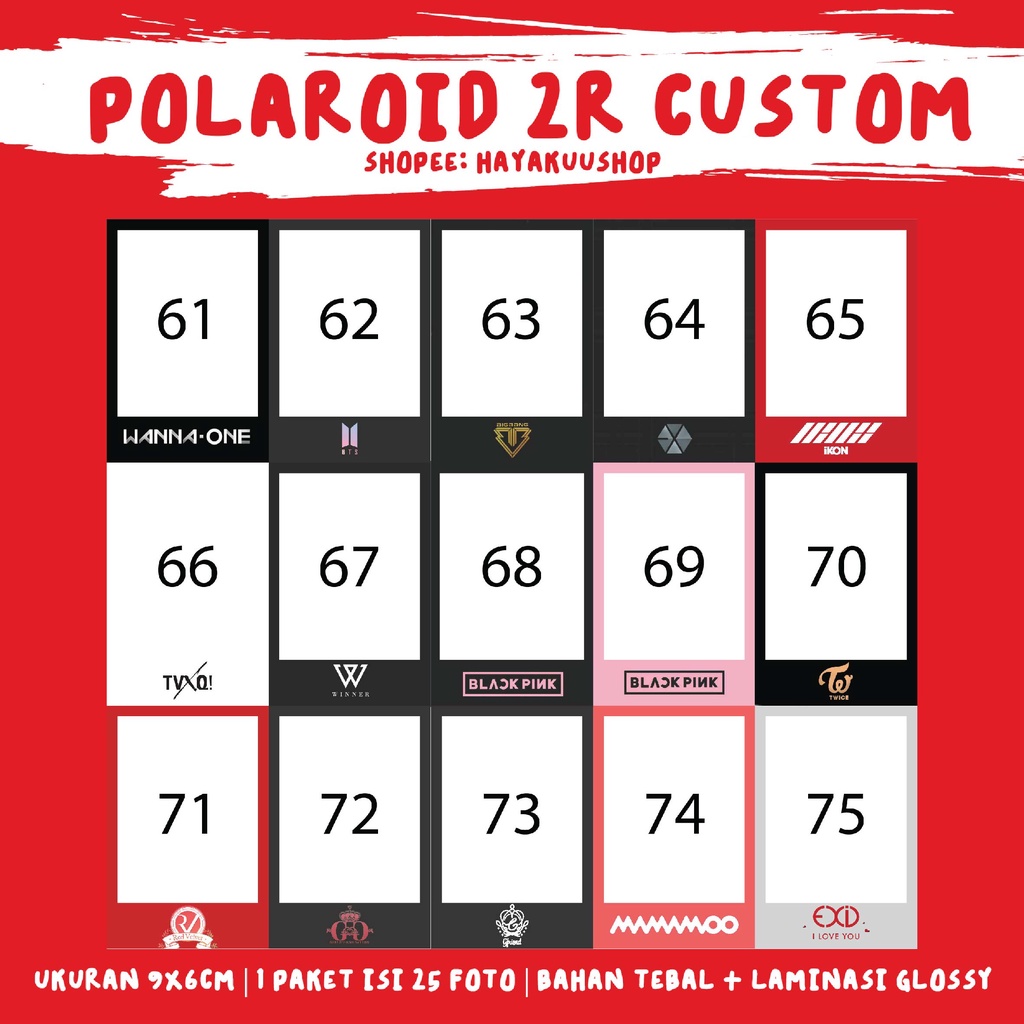 CETAK POLAROID CUSTOM PAKETAN (25 FOTO 1 BG)