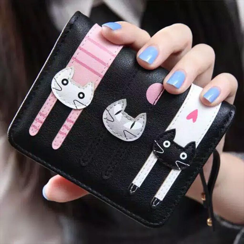 MJS 098 - Wallet / Dompet Wanita Lipat Mini fashion korea Triple Cat