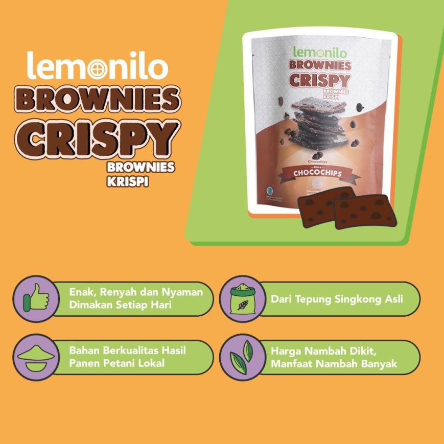 

ち LEMONILO Brownies Crispy 40g - Chocochips Keju - Cemilan Diet Sehat - Lemonilo Bronis Coklat - Lemonilo Brownie Cheese ㅖ