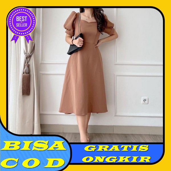 Terlaris 2022 / Dress Imlek / Dress Natal / Dress Brukat Tile Jejenia Panjang Korea Wanita Terbaru 2