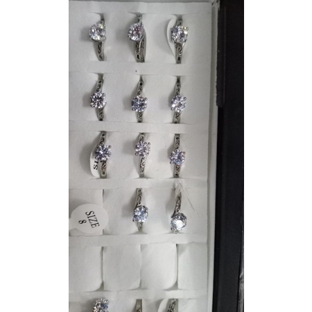 Cincin Wanita Permata Besi Putih Asli 08