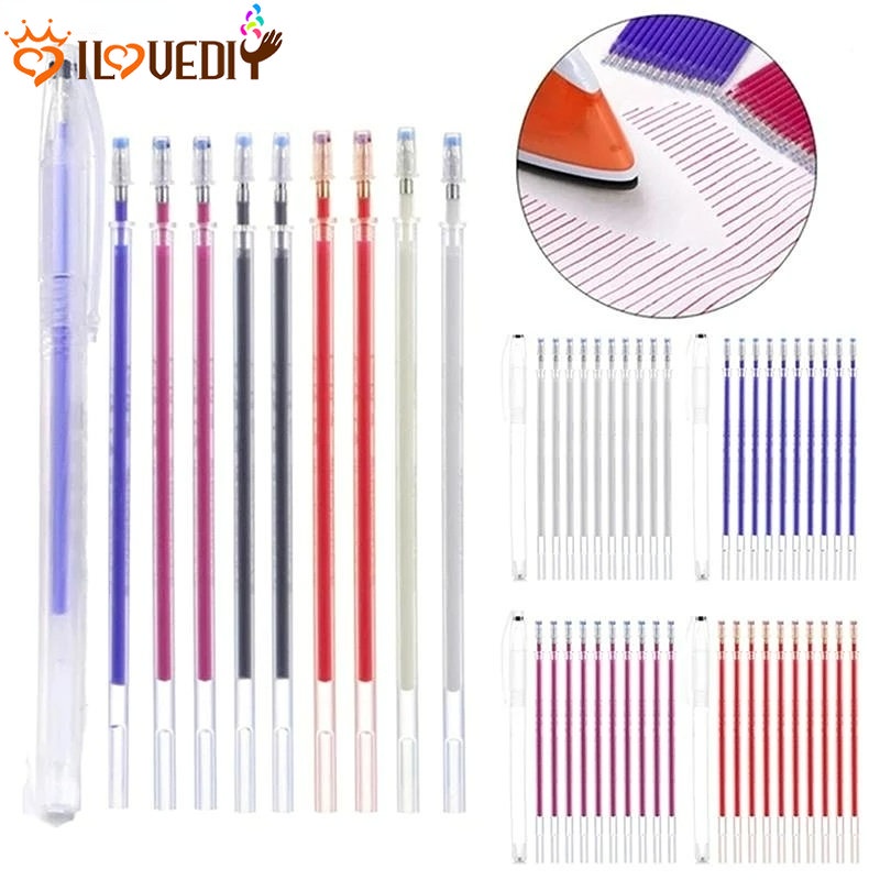 Pena Kain Kain Penghilang Suhu 10Pcs/Set Penanda Tahan Panas Pen Penanda Suhu Menghilang Spidol Penanda Garis DIY Kerajinan Jahit Aksesoris